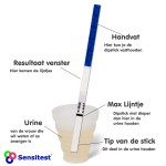 Zwangerschapstest dipstick niet te diep in de urine dippen
