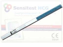 Zwangerschapstest dipstick bij Sensitest. Extra breed en extra gevoelig.